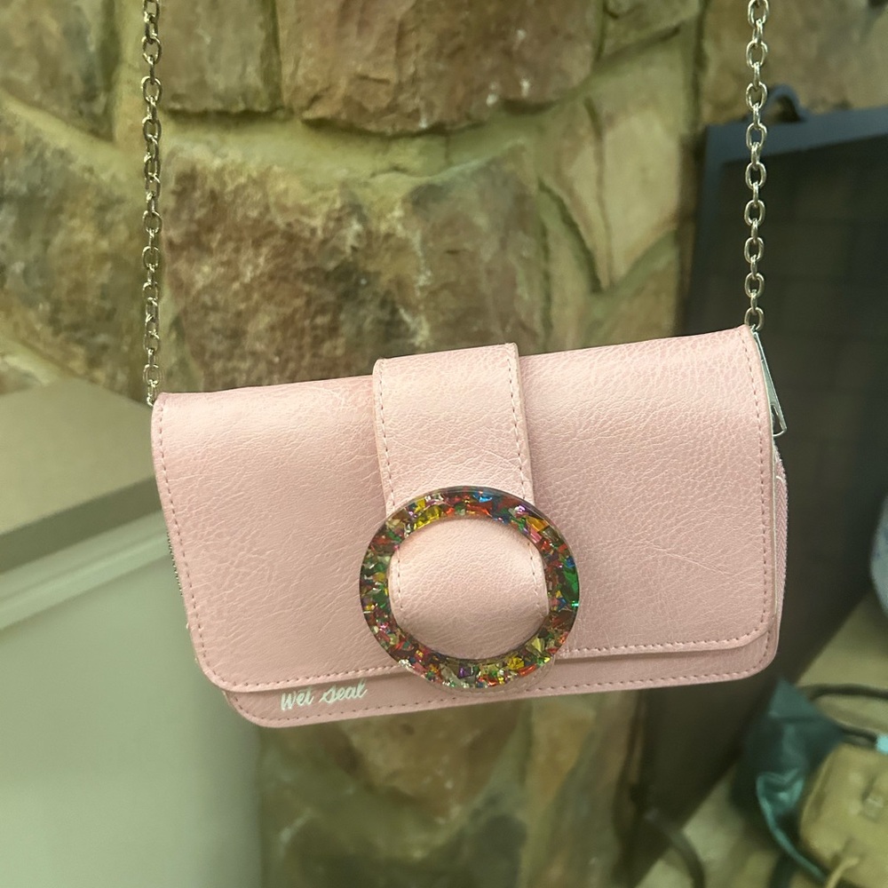 Bag Pink Crossbody Bag with Multicolor Ring-like new